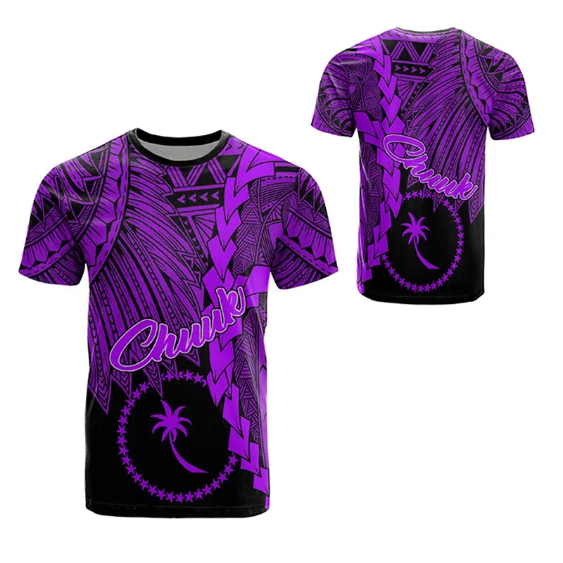 3D Chuk 문신 Ponape 폴리네시아 문화 부족 섬 인쇄 티셔츠 마오리 문신 패턴 티셔츠 남성 의류 복고풍