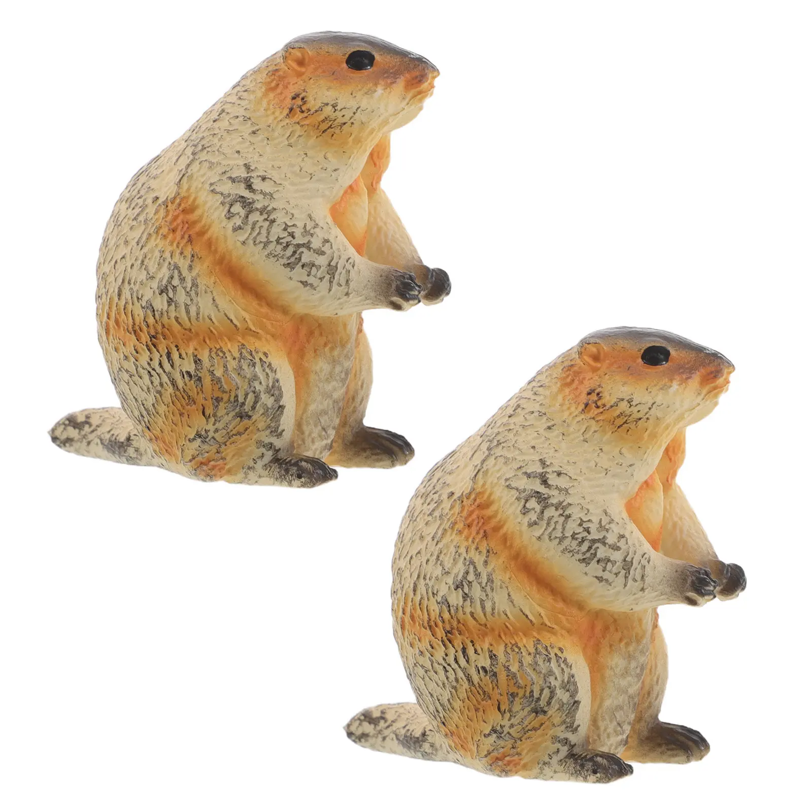 

2Pcs Realistic Groundhog Simulation for Office Bookshelf Children's Room Miniature Wildlife Animal Display