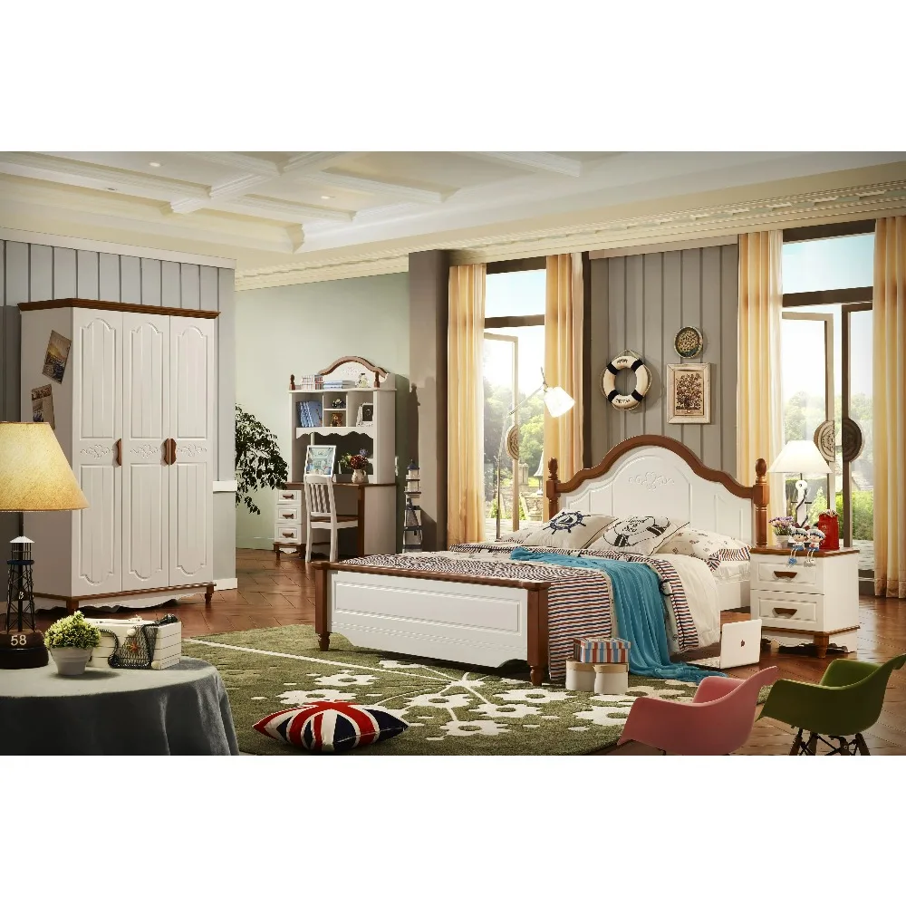 أثاث أطفال فاخر مجموعات غرف نوم أطفال باللون الأزرق الأمريكي للأولاد