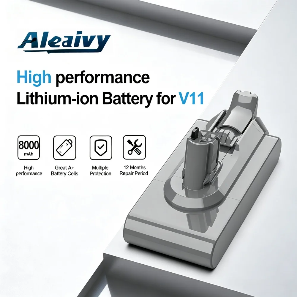 Aleaivy 25.2V 6000mAh / 8000mAh Battery for Dyson V11 Vacuum Cleaner SV15 SV16 SV17 SV18 SV22 Replacement Battery Buckle Version