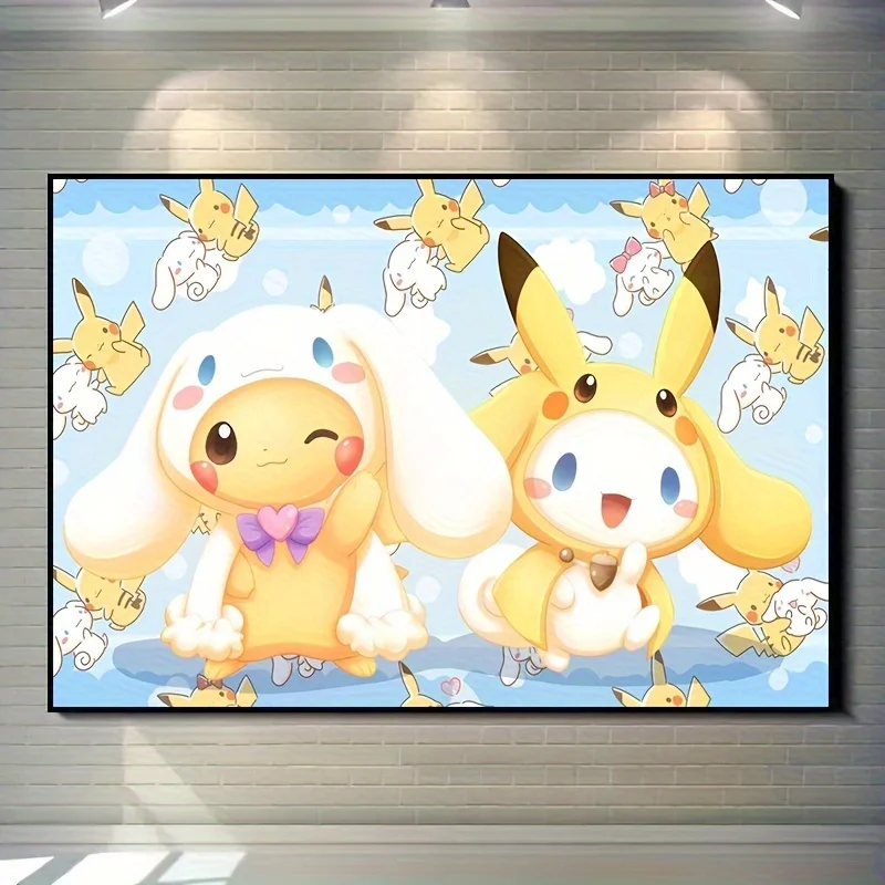 Kawaii Cartoon Anime Pokemon Pikachu Cinnamoroll Dog Poster Wall Art Prints Canvas Painting Wall Decor Bedroom Room Home Decor