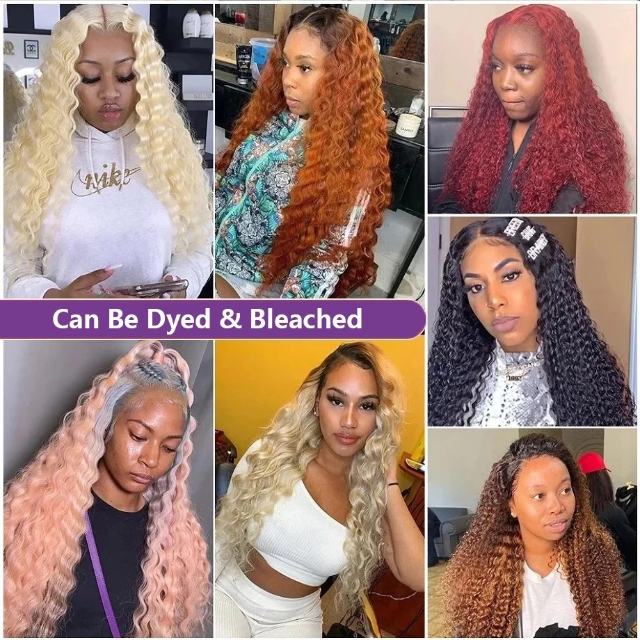 Crown Hair 13x4 HD Lace Front Echthaarperücke 220 Dichte Wasser Lockige Lace Frontal Perücken Echthaar Für Frauen 30 34 Zoll Tiefe Welle