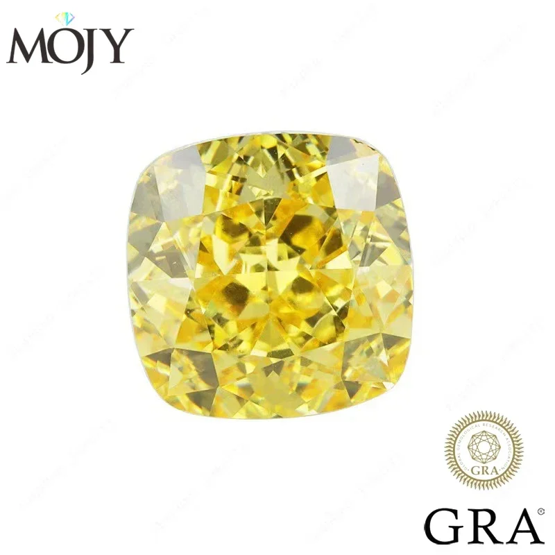 

MOJY Lemon Yellow Moissanite Stone Cushion Cut 0.5~6.0ct Gemstone with Certificate Waist Code Excellent for Fine Jewelry Making