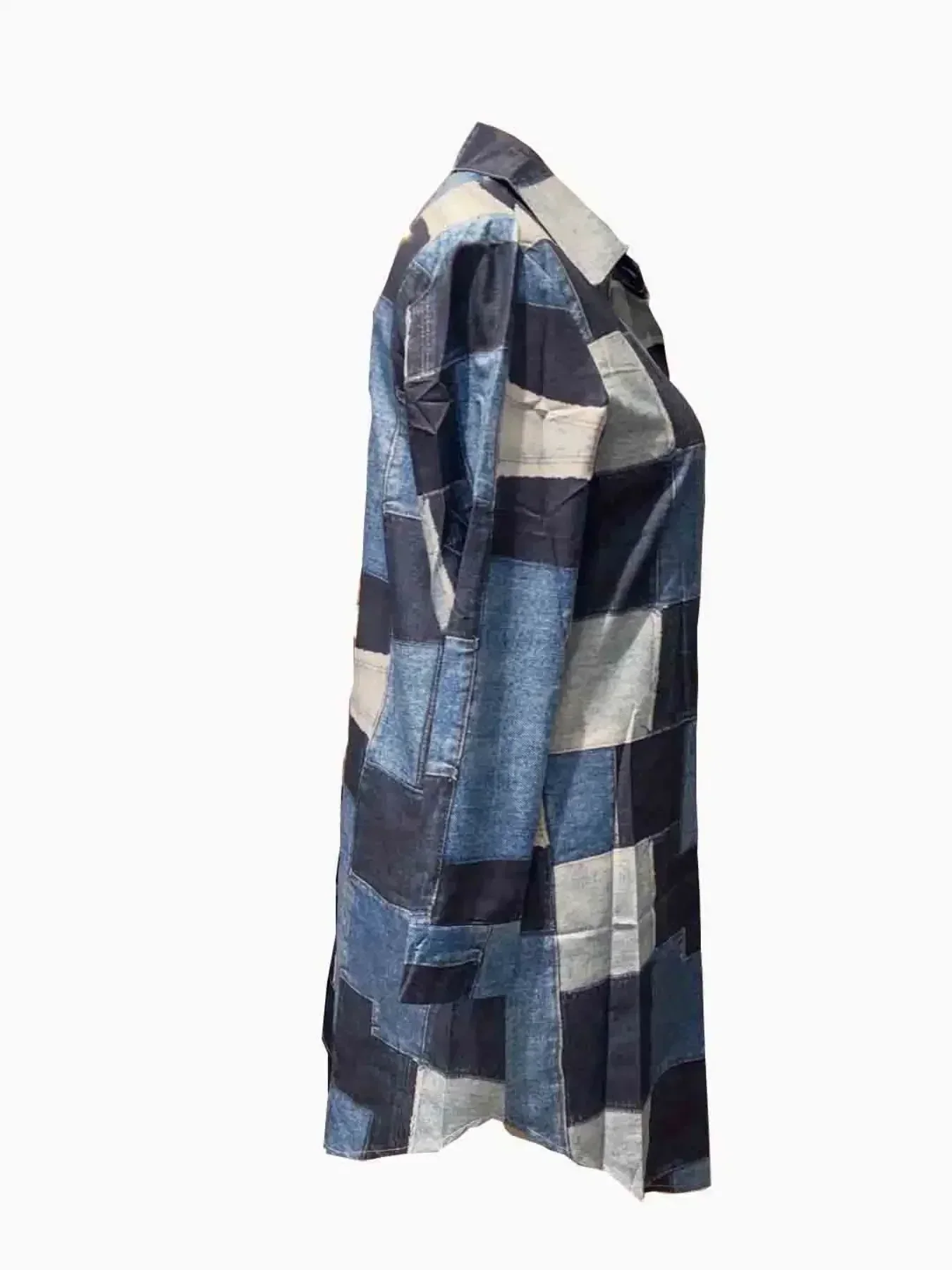 플러스 사이즈 여성의 유행 격자 무늬 프린트 셔츠 캐주얼 루즈 카디건 셔츠 다목적 버튼 칼라 디자인 긴팔 셔츠