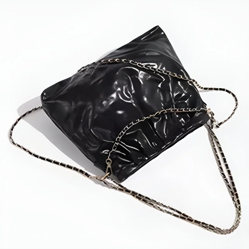 Luxury Large Tote Travel Bag for Women Small Chanel Style Chain Rhinestone Bucket Crossbody Shoulder Bag