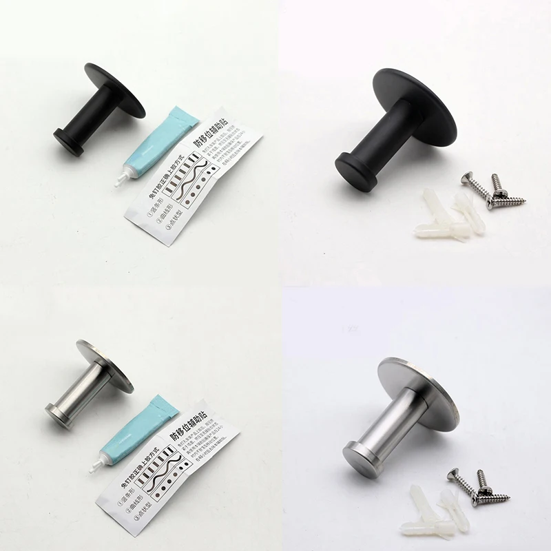 1pc Stainless Steel Hook Wall-mounted/Nail-free Glue Anchor Coat Hanger Minimalist Cylindrical 16 x 50mm Towel Hat Bag Mask Key