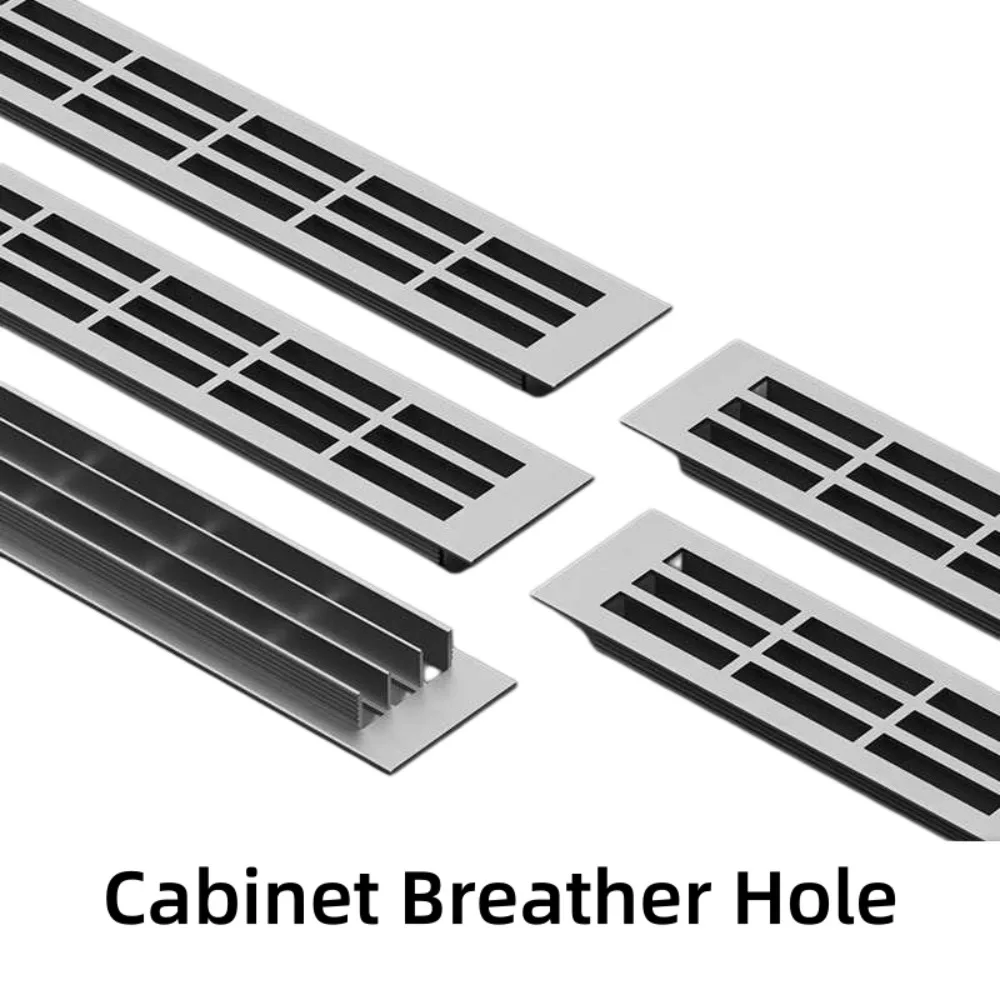Silver/Black/White Aluminum Alloy Cabinet Ventilation Covers, 36mm Width Breathable Mesh Hole Grilles 200-400mm Length