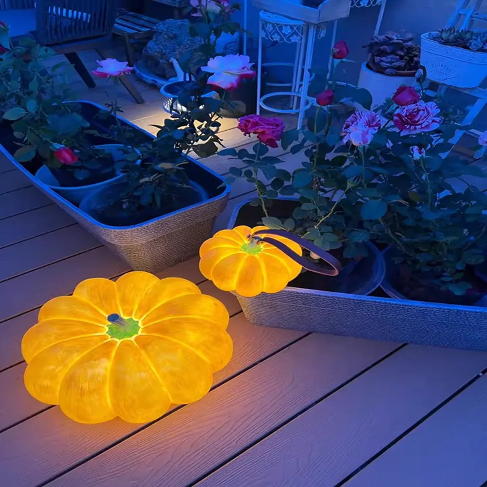 

Outdoor LED Rechargeable Pumpkin Night Light Waterproof Landscape Lawn Lantern Lamps Resin Table Lamp Bedroom Home Coffee Decor