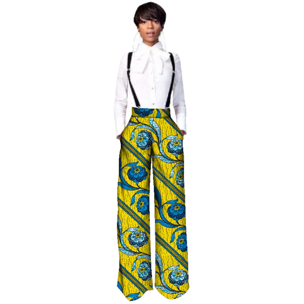 BRW  High Quality Pants African Straight Full Length Trousers One Piece Romper with Print Dashiki Clothing for Women WY2478