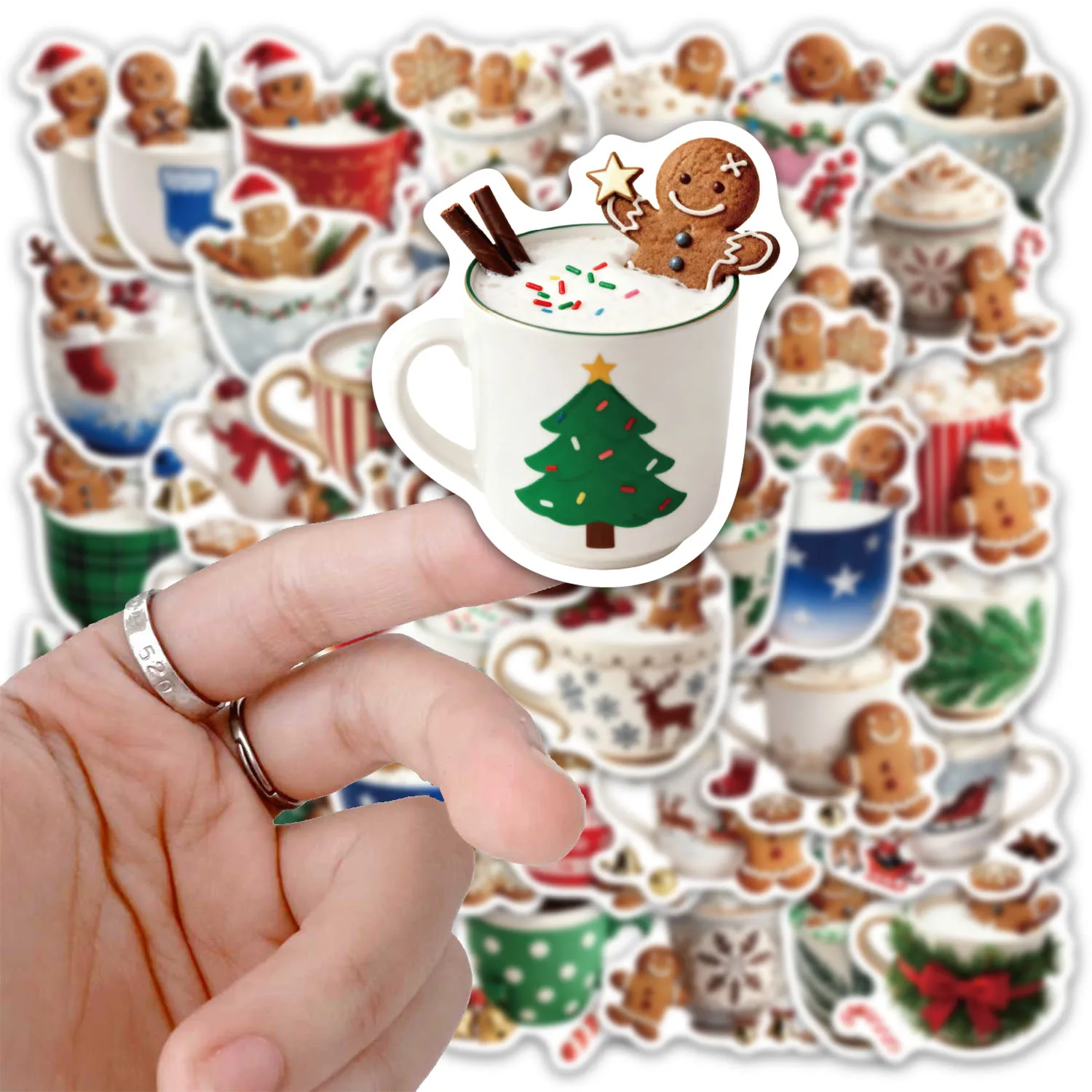 50PCS Weihnachten Kaffee Spaß Aufkleber DIY Telefon Fall Laptop Wasser Tasse Computer Spielzeug Aufkleber