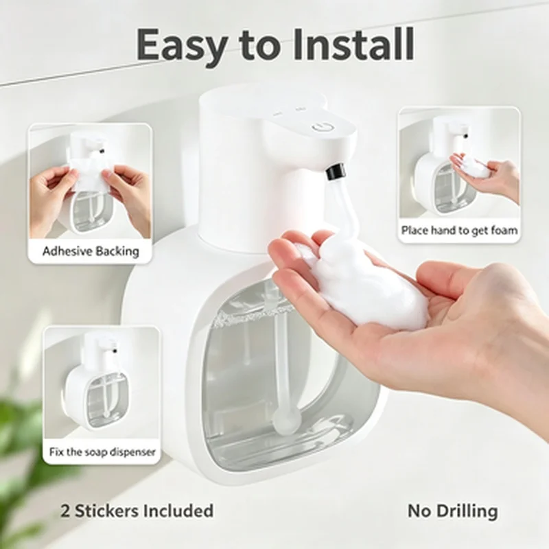 Smart Sensor Touchless Foam Soap Dispenser Wall Mounted 500ml Rechargeable Automatic Hand Soap Dispenser For Bathroom Kitchen Ho - view 2