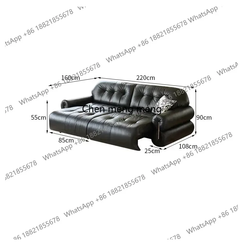 Brown sugar leather sofa, electric multifunctional bed, living room dual-use, Italian retro light luxury retractable cloud sand
