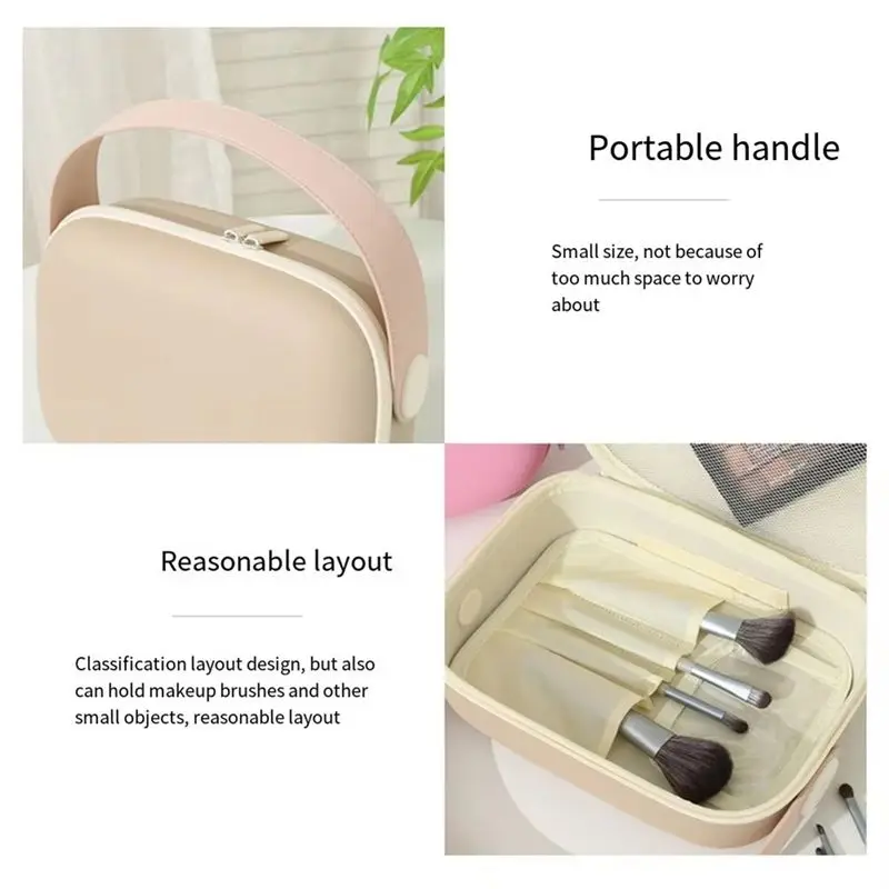 NEW-Large-Capacity Waterproof Makeup Case - Cosmetic Bag With Handle, Square Wash Storage Pouch For Bathroom Essentials A