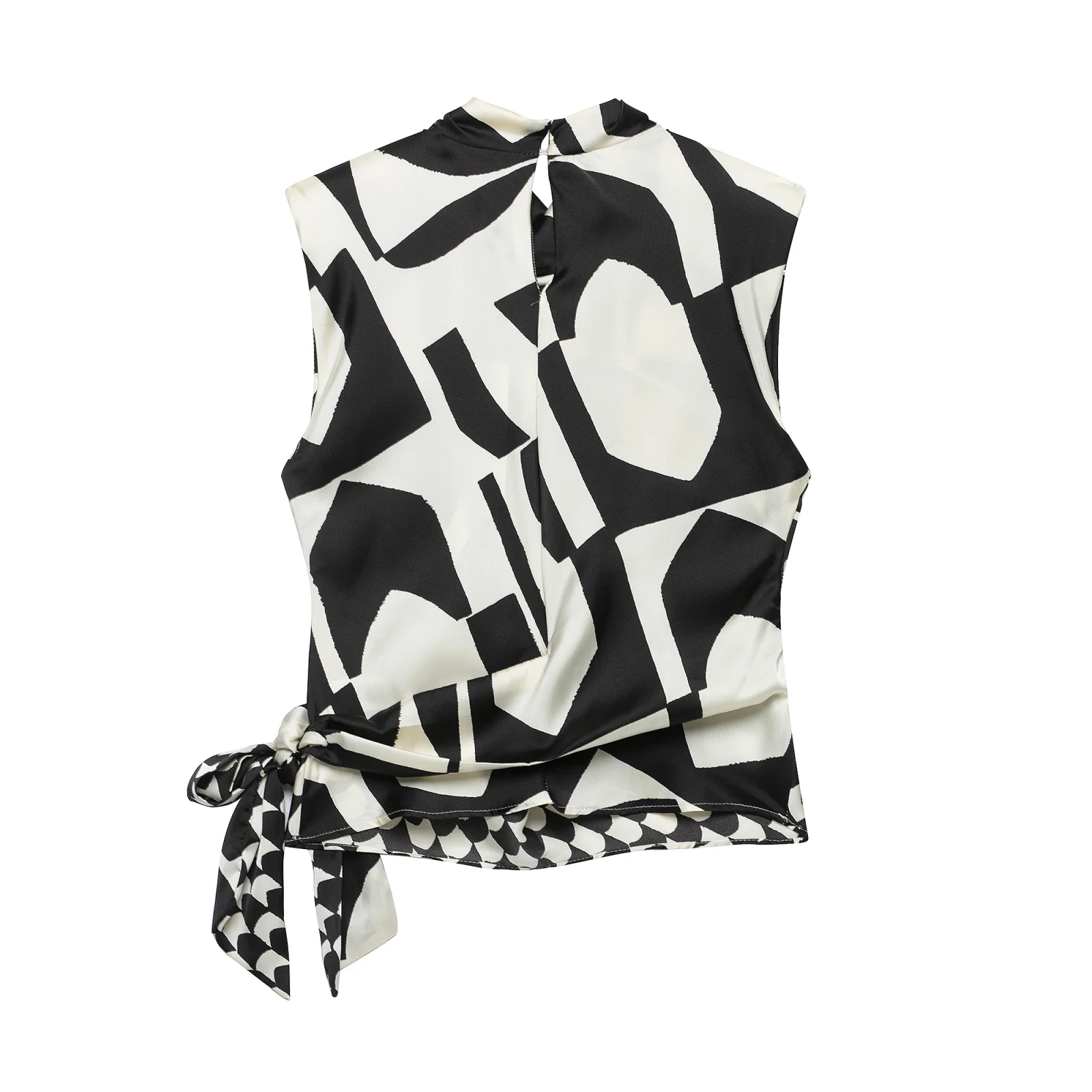 KLKXMYT Schickes Hosen-Set für Damen Ärmelloses Oberteil mit Schleife Geometrischer Druck Damenanzüge 2026 Sommer Lässige Damenoutfits – Detail 6