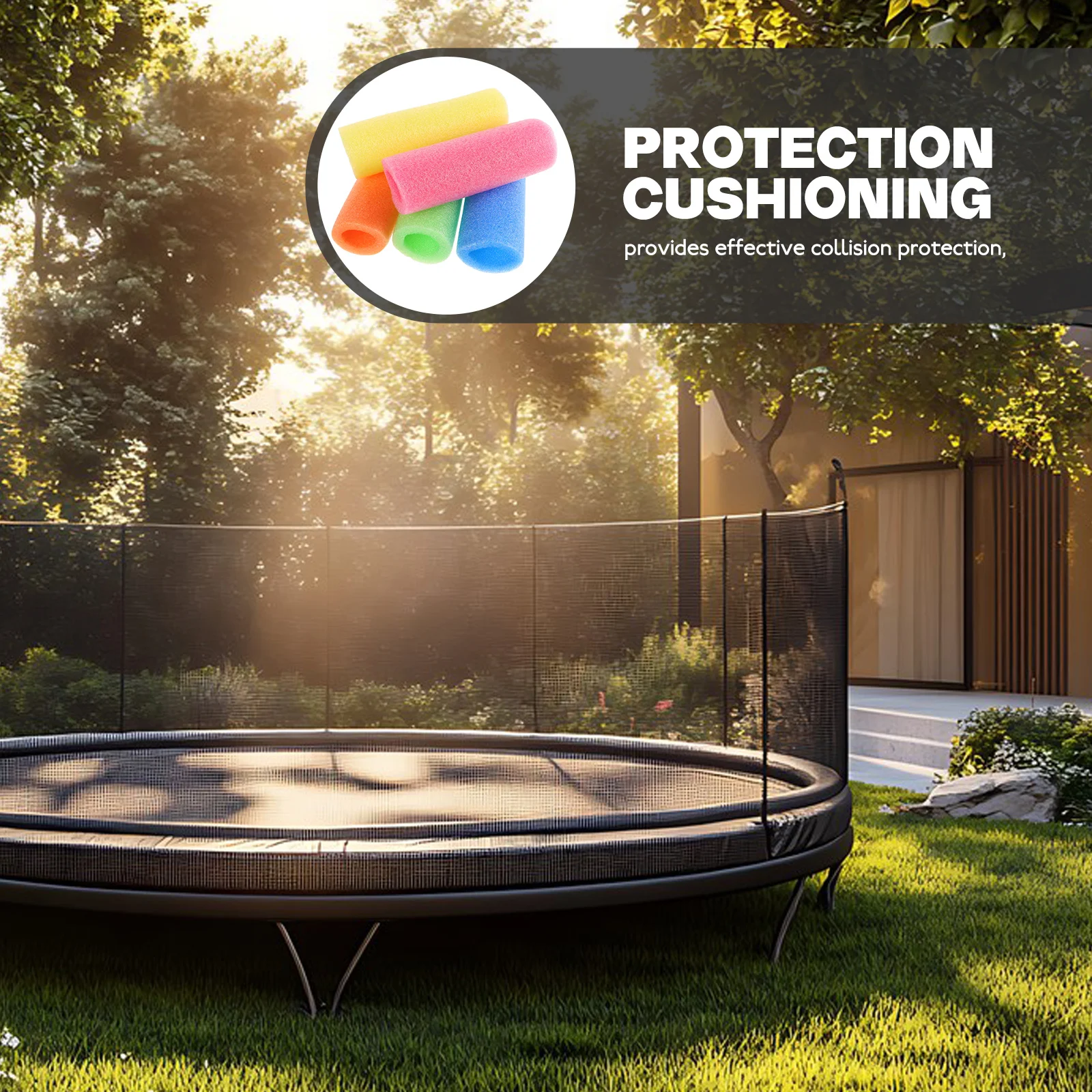 

10pcs Trampoline Spring Cover Protective Cotton Safety Cushion Universal Fit Hollow Tube Easy Installation Replacement for Kids