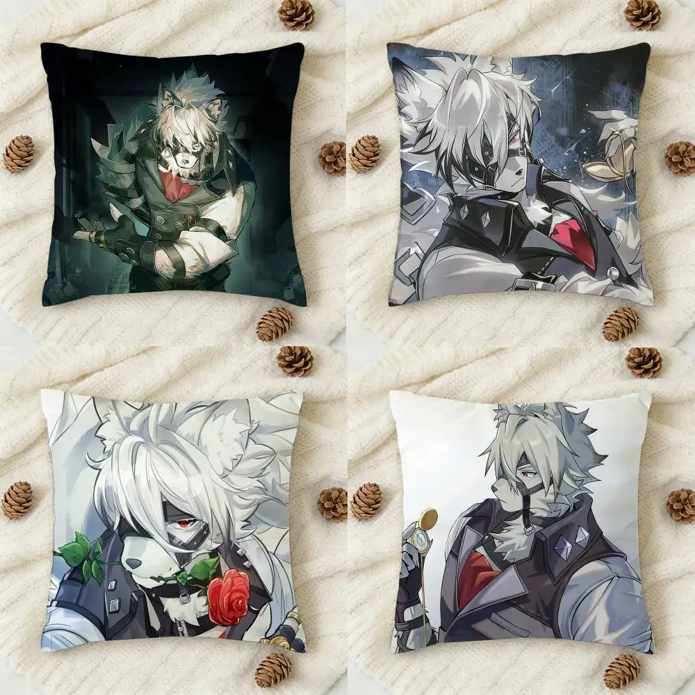 

Z-Zenless Zone Zero V-Von Lycaon Double-sided Printed Square Decorative Cushion Cover for Sofa Living Room Home Decor