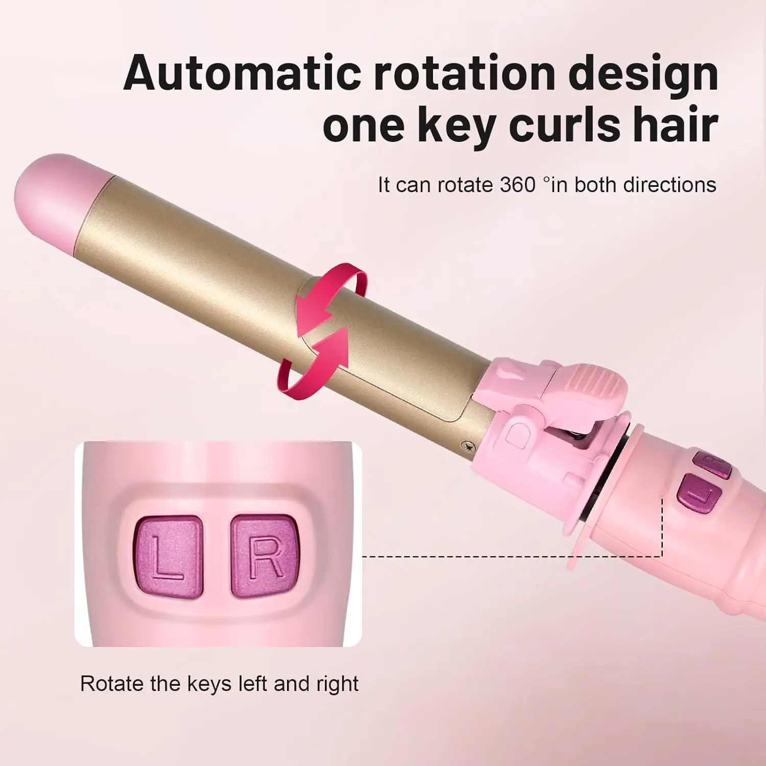 Automatic Curling Iron Hair Curler Electric Negative Ion Auto Rotating Curling Tool 1.1 Inches Barrel Suitable for All Hair Type