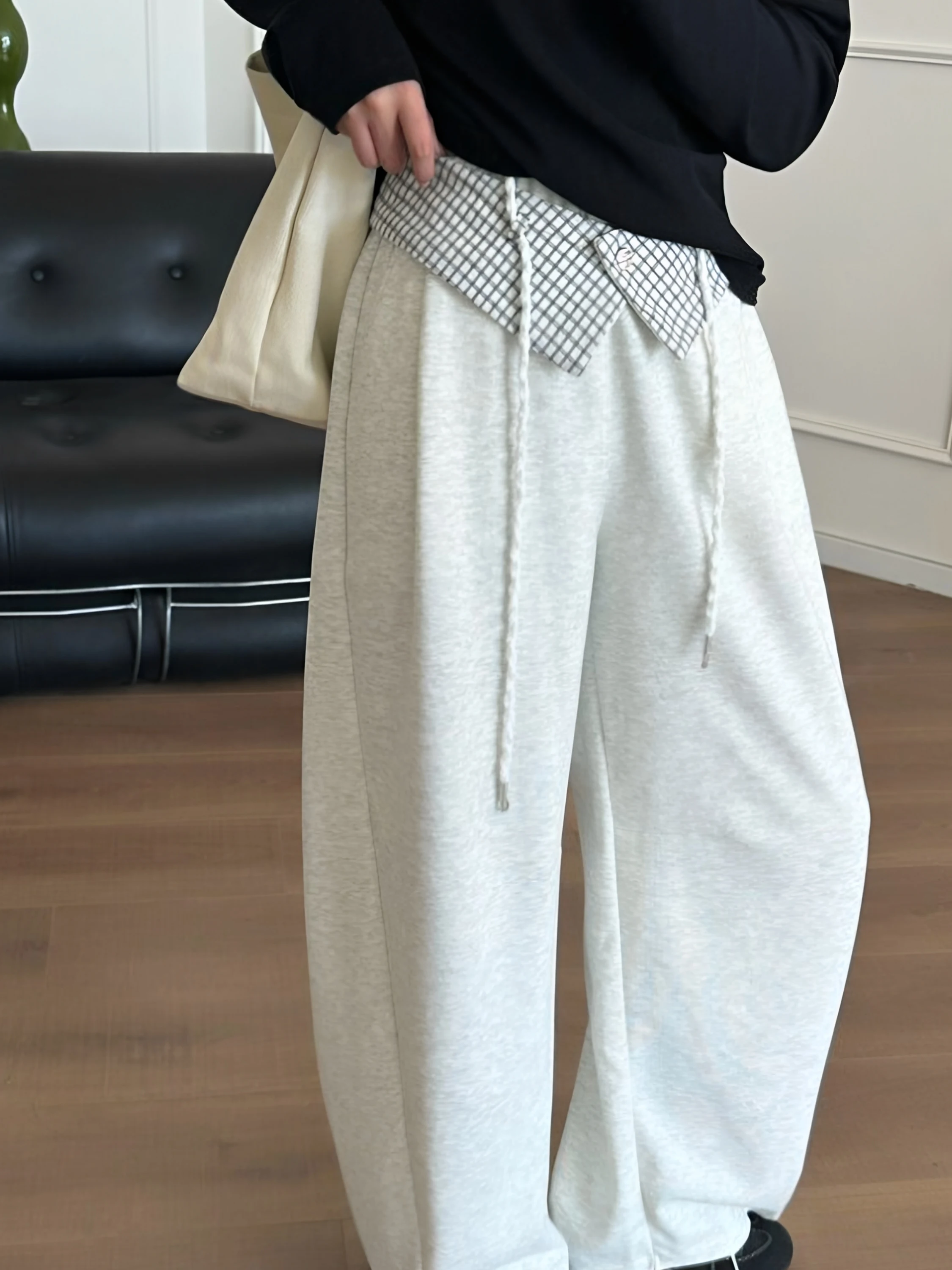 

High Waist Plaid Wide Leg Casual Pants Women Summer New Style Loose Fit Straight Leg Trousers Slimming Effect Casual Fashion