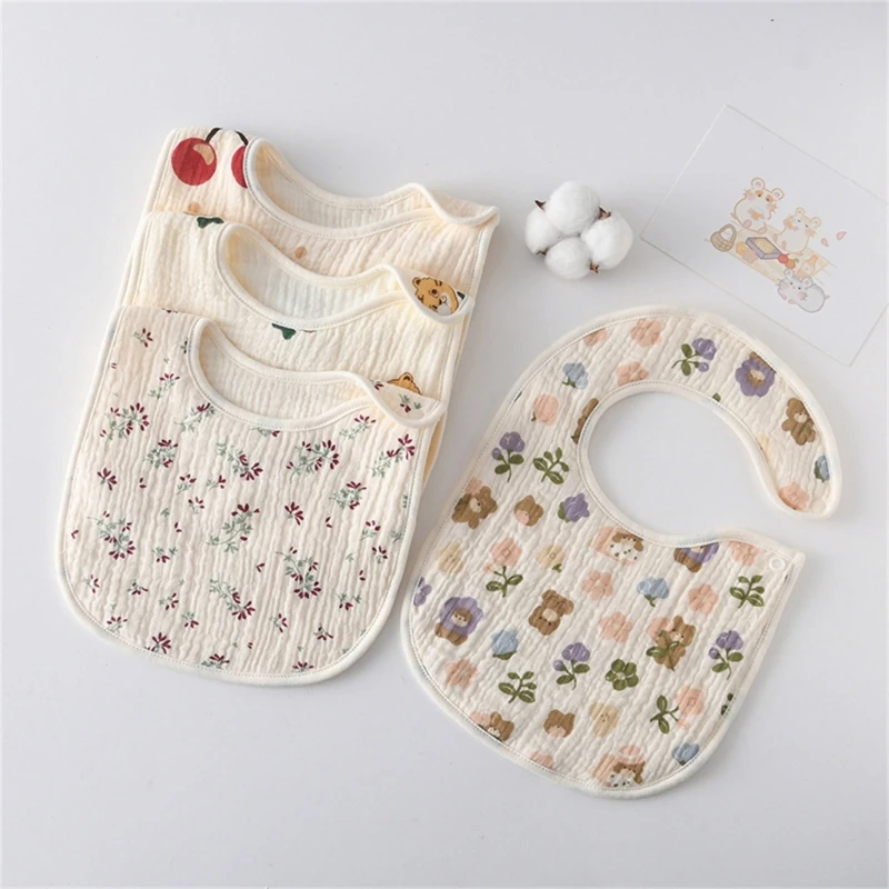 Infant Drooling Bib Cartoon Burp Cloth Breathable Cotton Saliva Towel Baby Bibs for Newborn Toddlers Mouth Wipe Cloth