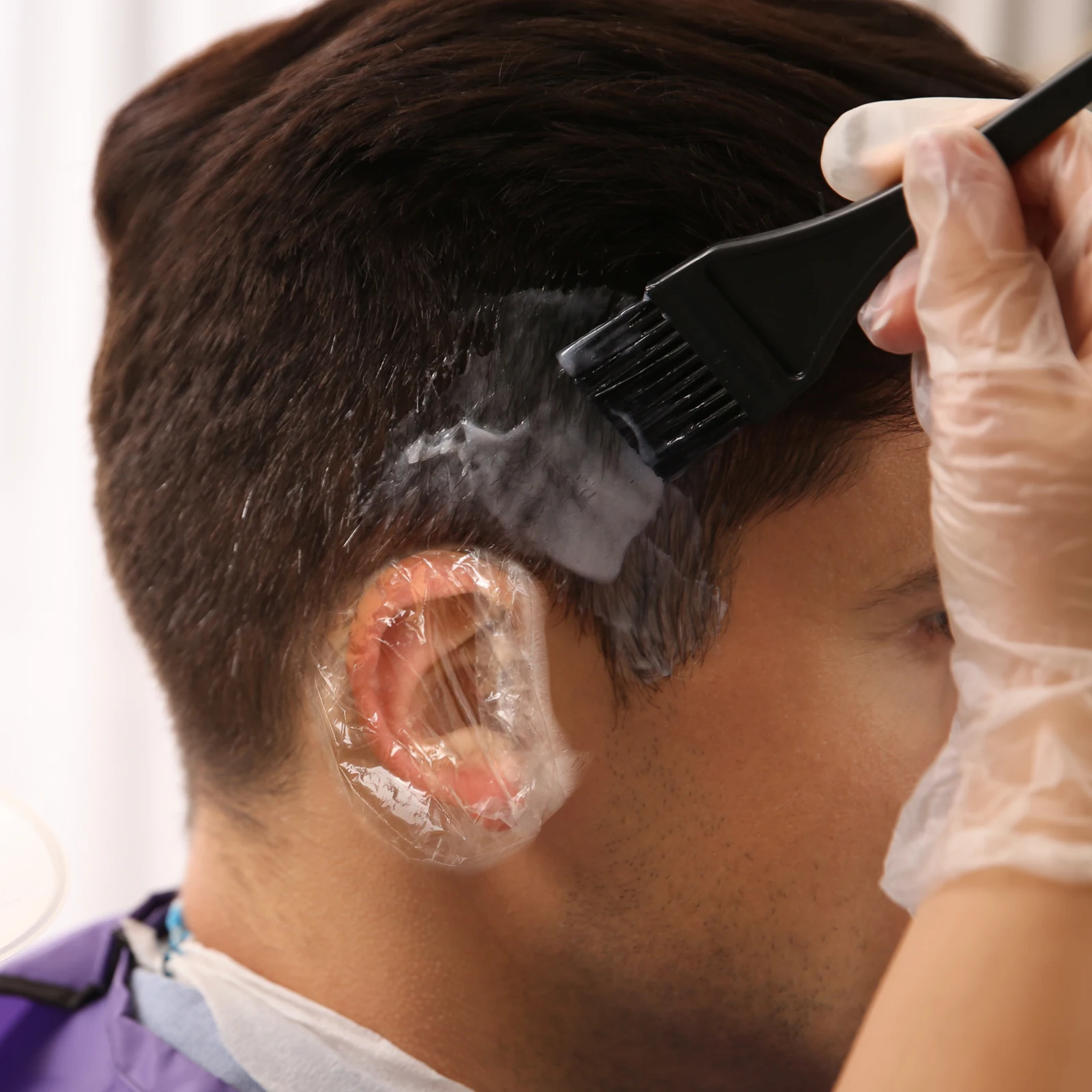 

200 pcs Shower Ear Covers Disposable Waterproof Ear Protectors For Hair Dye Bathing Clear Elastic Caps Salon Home Use