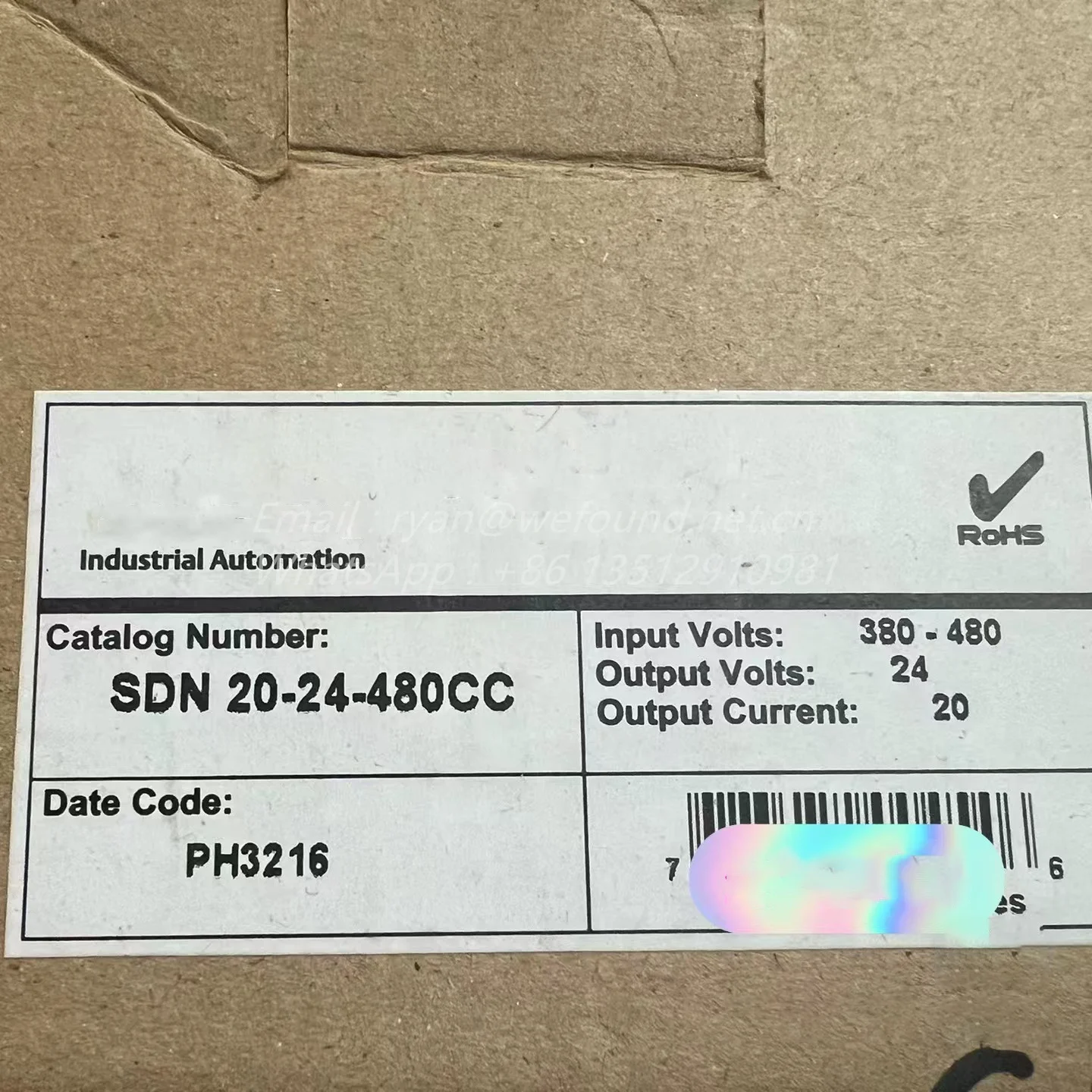 SDN 20-24-480CC for EMERSON Industrial Automation DIN rail Power Supply, 24V 20A, SDN20-24-480CC