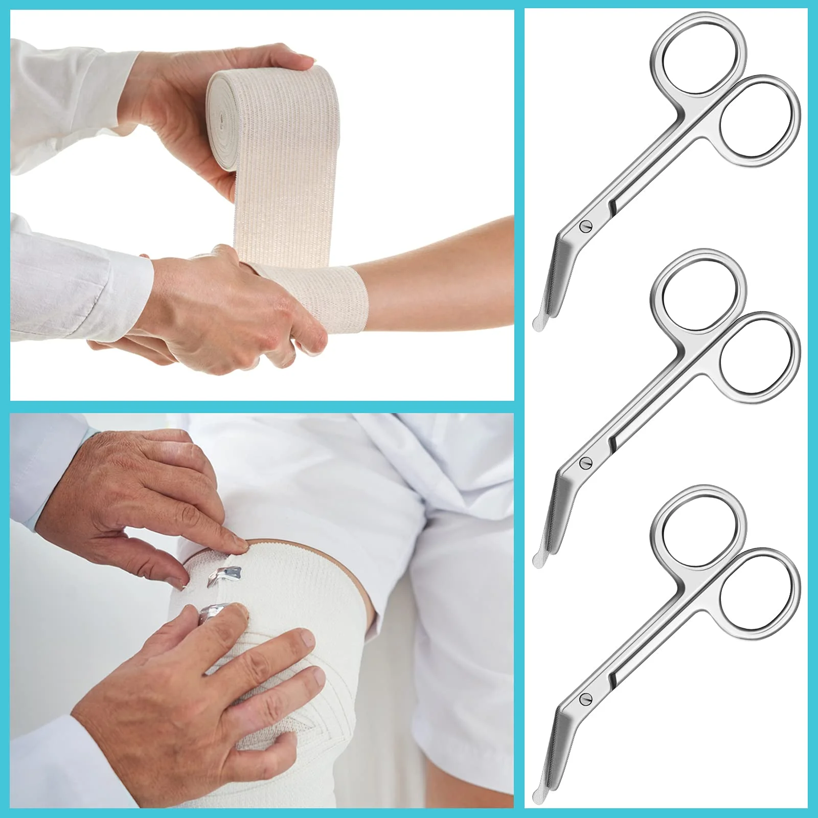 Zhehao Curved Ostomy & Bandage Scissors 4.3 Inch, Heavy Duty Stainless Steel Medical Shears for Safe Wound Dressing, Surgical Scissors for Veterinary & Home Nursing (2 Pieces)