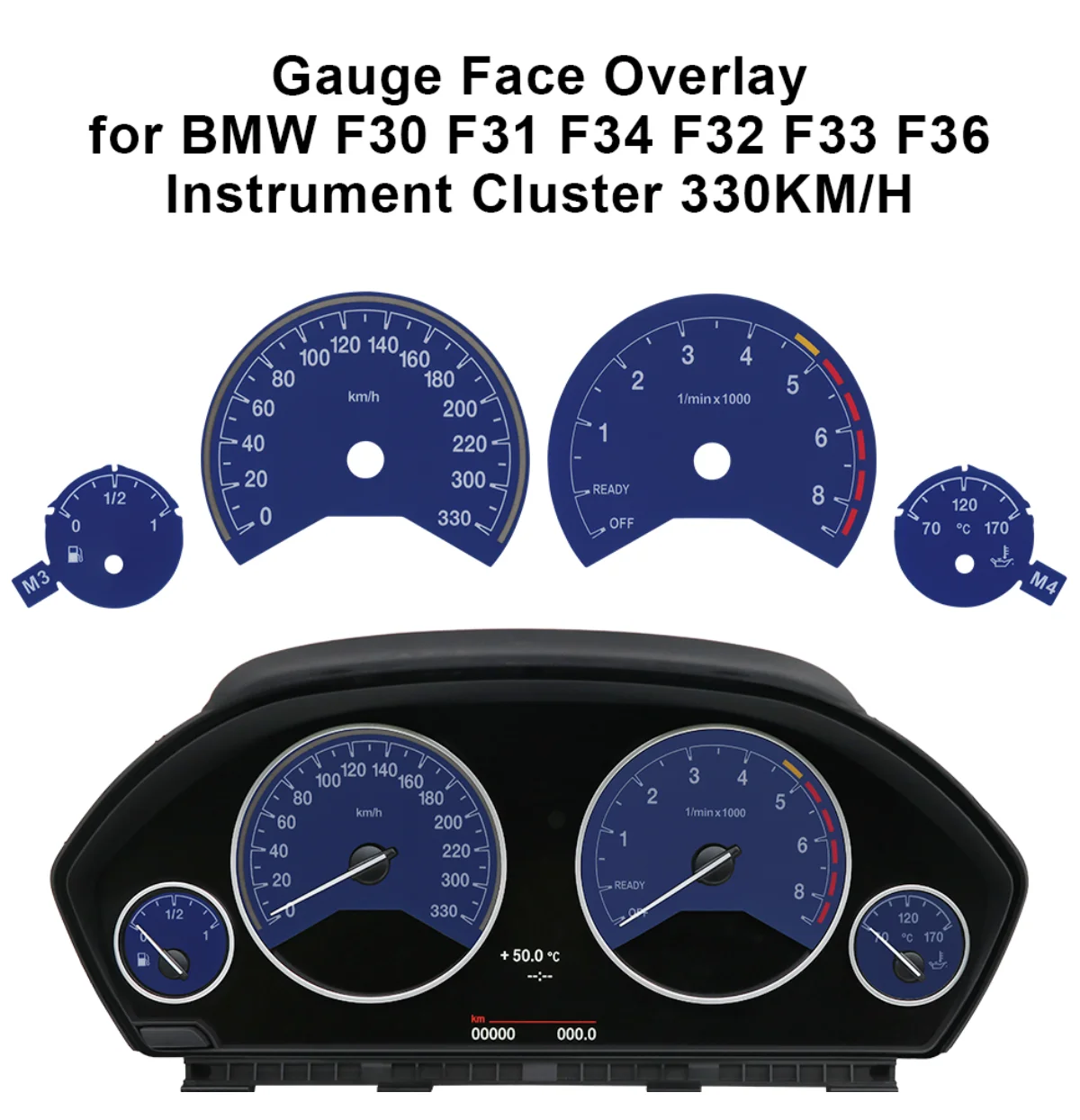 Instrumentencluster-Abdeckplatte für BMW 3er 4er Serie F30 F31 F32 F33 F34 F36 3M Tachometer 330 km/h 260 km/h – Detail 9