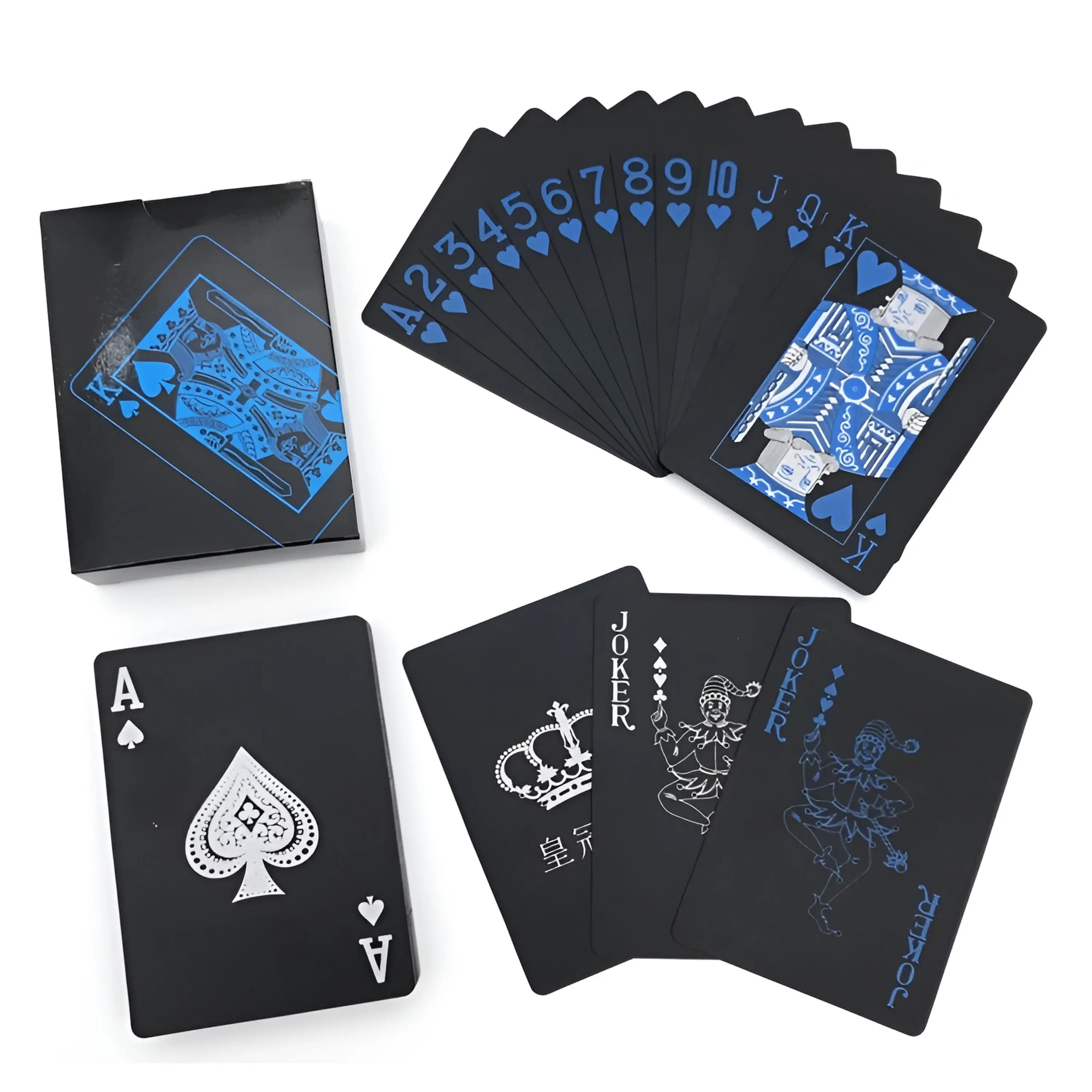 Black and Blue Plastic Playing Cards Durable and Durable Plastic PVC Waterproof Playing Cards Home Party Playing Cards