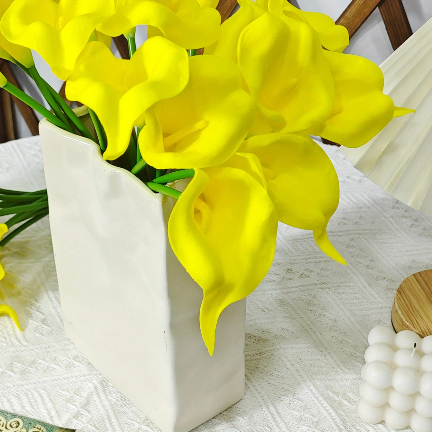 20/30pcs Realistic Calla Lily Bouquet - PU , Lifelike Artificial Flowers for  Decor, Wedding, Anniversary, Dining Table, Long-La