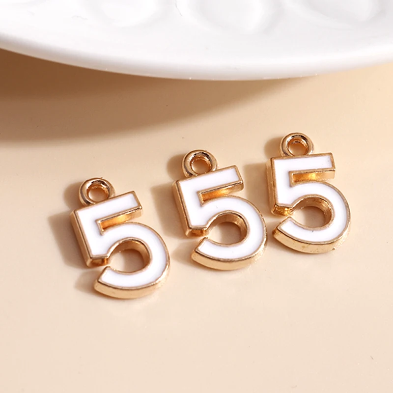 10pcs/lot 9*14mm Enamel Mini Number 5 Charms DIY for Necklaces Pendants Earrings Handmade Craft Jewelry Making Accessories