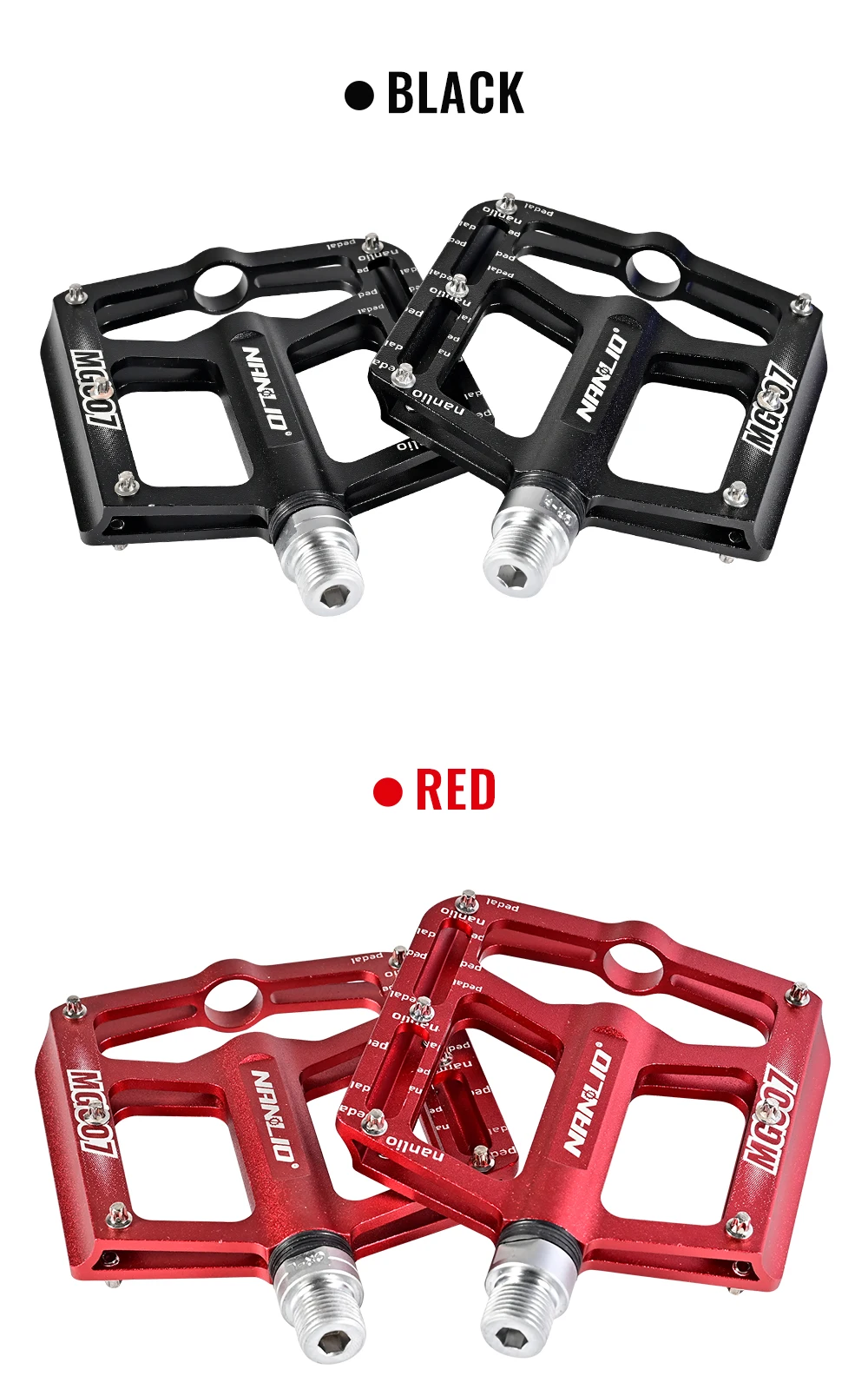 NANLIO MTB Fahrradpedale Ultraleichte Aluminiumlegierung Flachpedale 3 Gedichtete Lager Rutschfest mit Reflektoren Fahrradzubehör – Detail 11