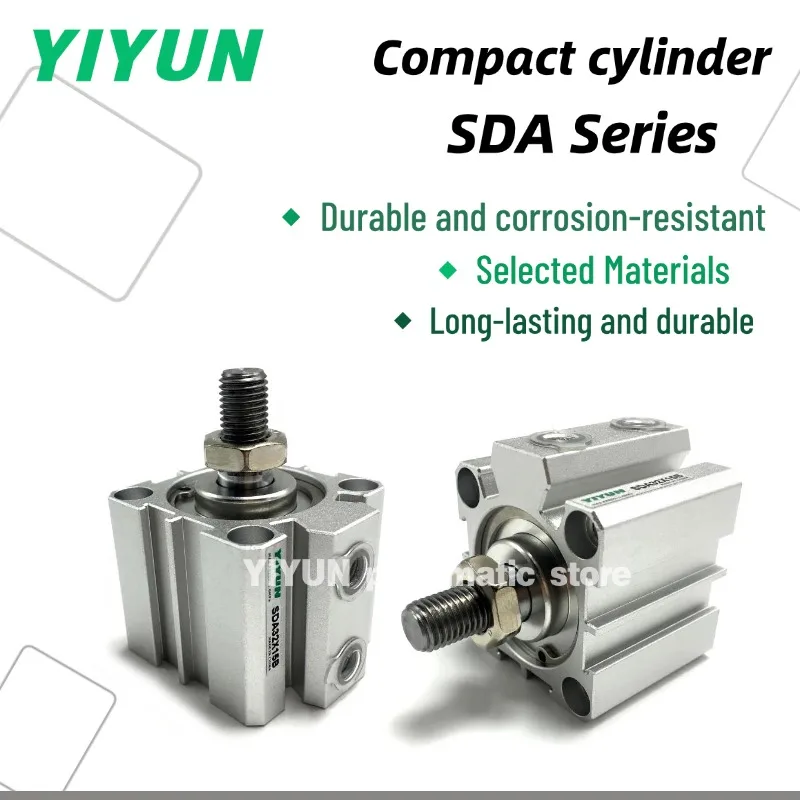 SDA32X5X10X15X20X25X30X35X40X45X50X60X70X80X90X100 S B SB YIYUN SDA Series Compact Cylinder Pneumatic Component Tools