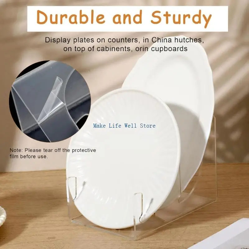  Tilted Plate Display Rack Weight Balanced Securely Holds Ceramic Dishes