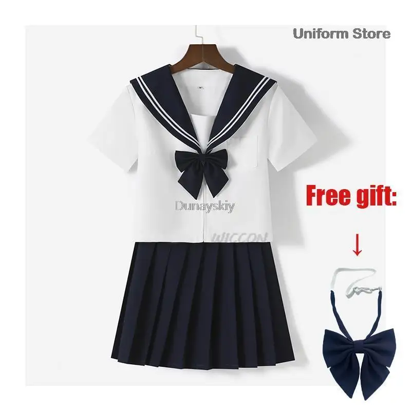 Japanese School Uniform Suit Sailor  Basic Cartoon Girl Navy Sailor Uniform white sets Navy Costume Women girl costume