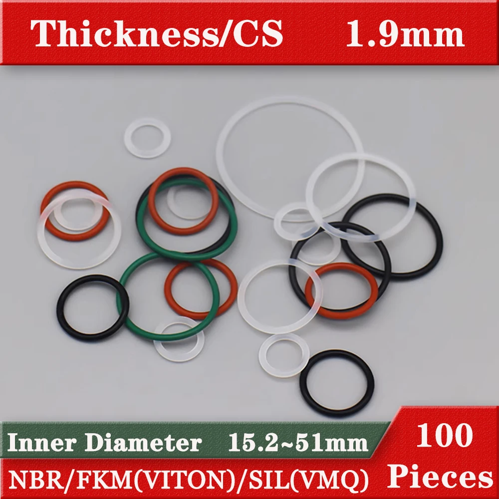 Rubber O Ring Gasket 1.9 mm Cross section 15.2mm to 51mm ID Waterproof washer rubber silicon fkm nbr o-rings gaskets