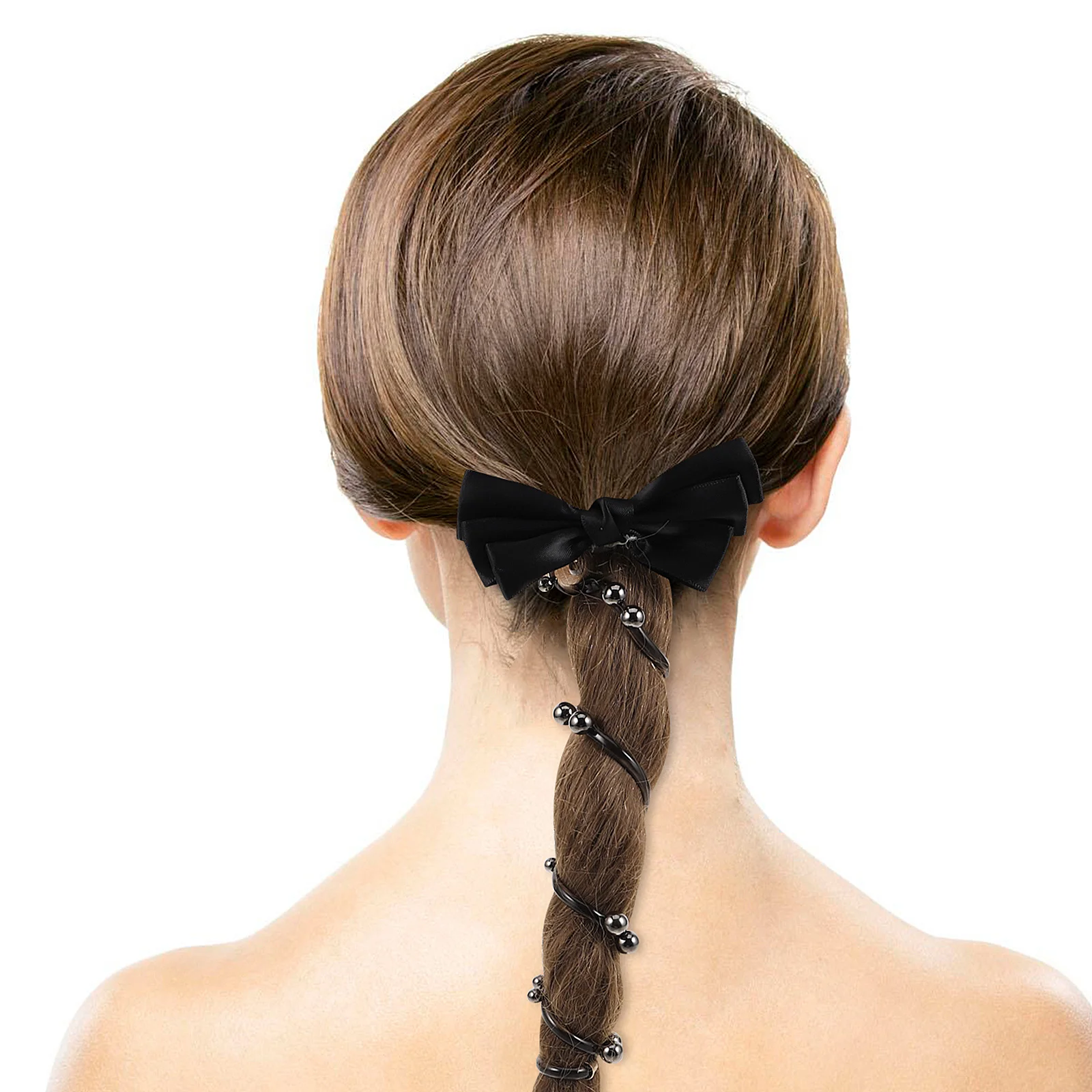 

1Set Braided Bowknot Telephone Wire Spiral Hairband Elastic Hair Ties Bubble Ponytail Holders Comfortable No Damage Hair