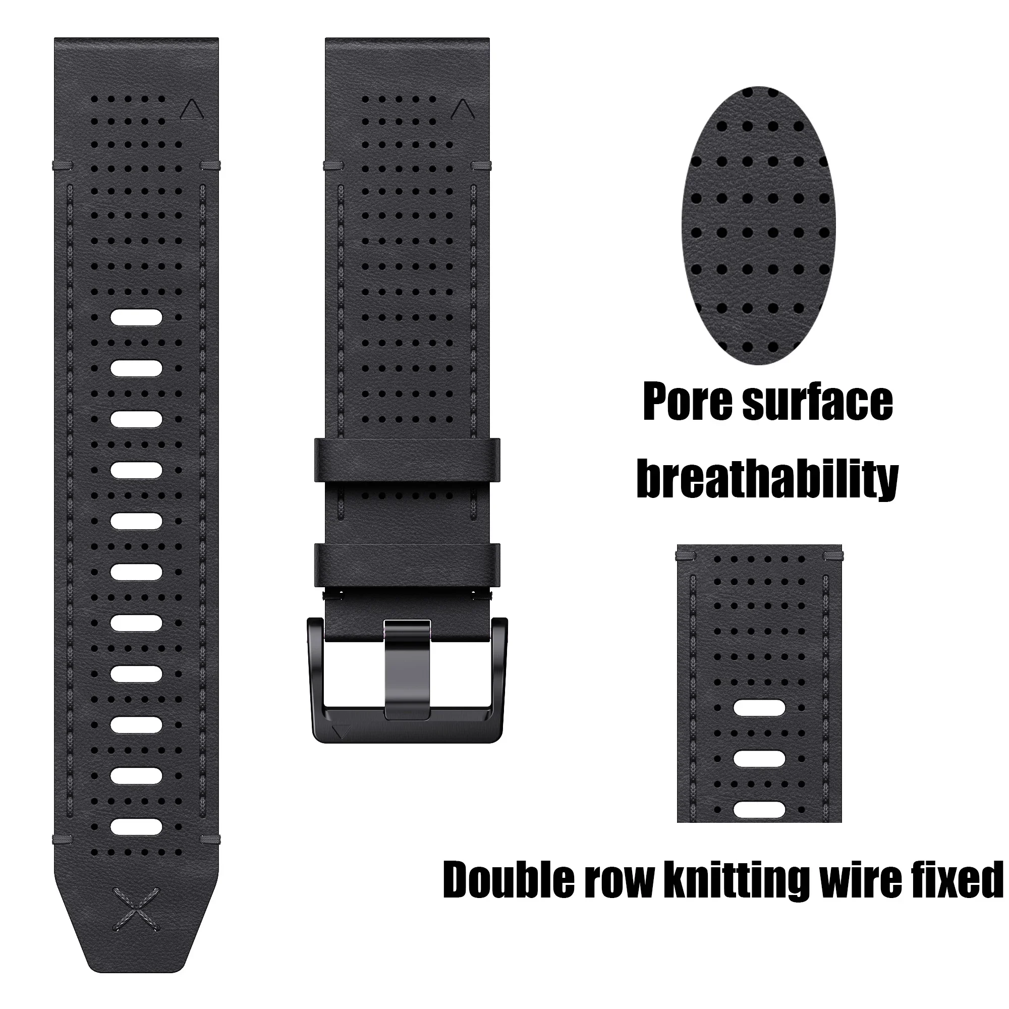 Dexband 26mm Quick Fit Genuine Leather Watchband for Garmin Fenix 7X Pro/6X Pro/6X/5X Plus Strap 22mm for Fenix 6/5/7 Pro Band