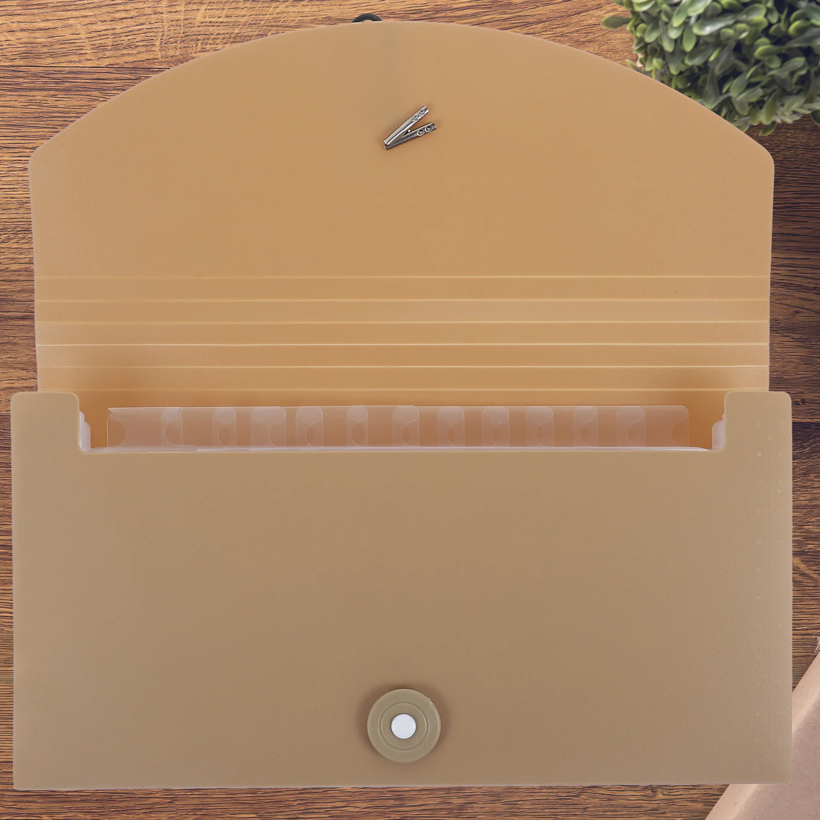 

13 Pockets Simple Document File Folder Portable Elastic Band Plastic Expanding Accordion File Folder Organizer (Khaki）