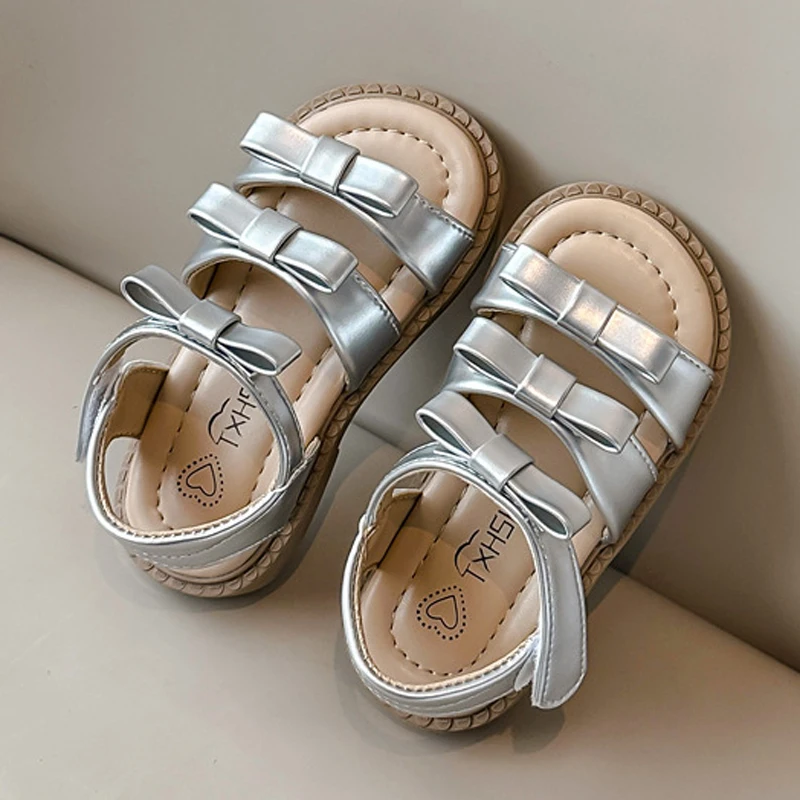 

Bow-knot Girls Sandals Fashion Princess Classic Baby Girl Kids Summer Sandals Silver Leisure Children Beach Shoes Child CSH1669