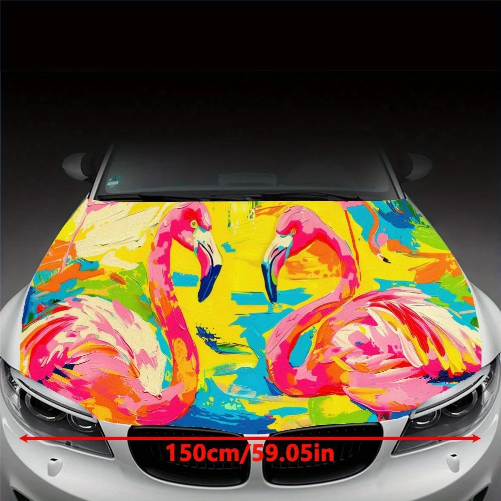 Colorful - Flamingo Pattern Car hood stickers, waterproof self-adhesive car vinyl stickers, car decoration protection stickers,