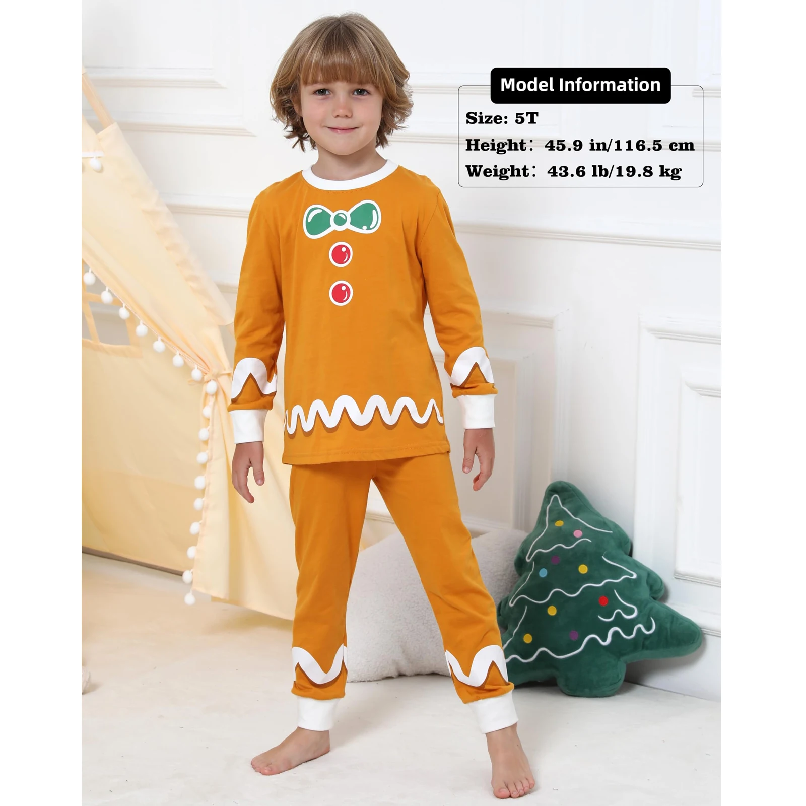 Kids Gingerbread Man Sleepwear Cute Pyjamas Sets Boys Prince Halloween Mummy Pajamas Girls Gingy Costume Toddler Christmas PJS