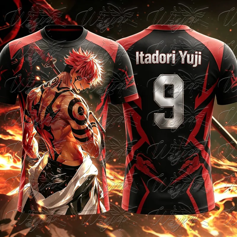 Jujutsu Kaisen Itadori Yuji Ryomen Sukuna 9# Soccer Jersey 3D Print Quick Dry Sports T-shirt Men Women Summer Short Sleeve Tee