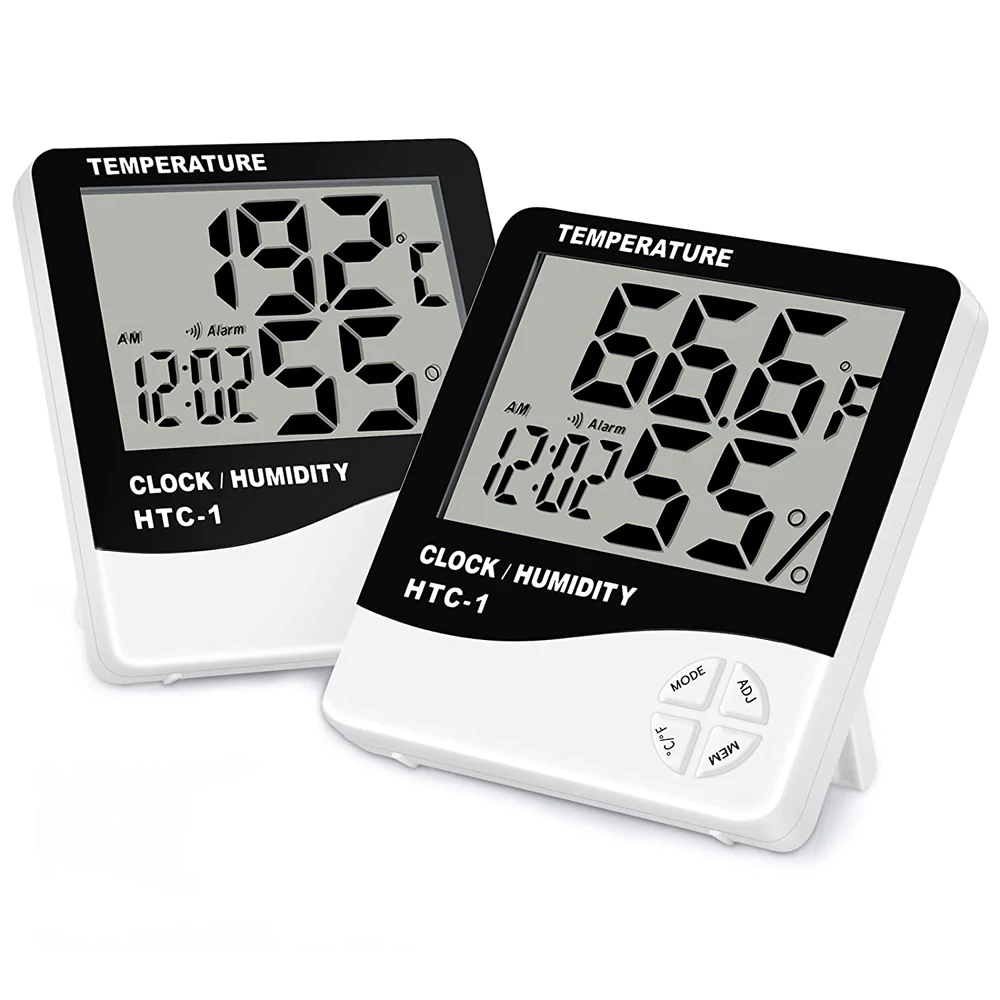 Termômetro Digital LCD para Extensão de Cílios, Medidor de Temperatura e Umidade, Cronômetro, Higrômetro, Estação Meteorológica, Relógio para Salão de Beleza