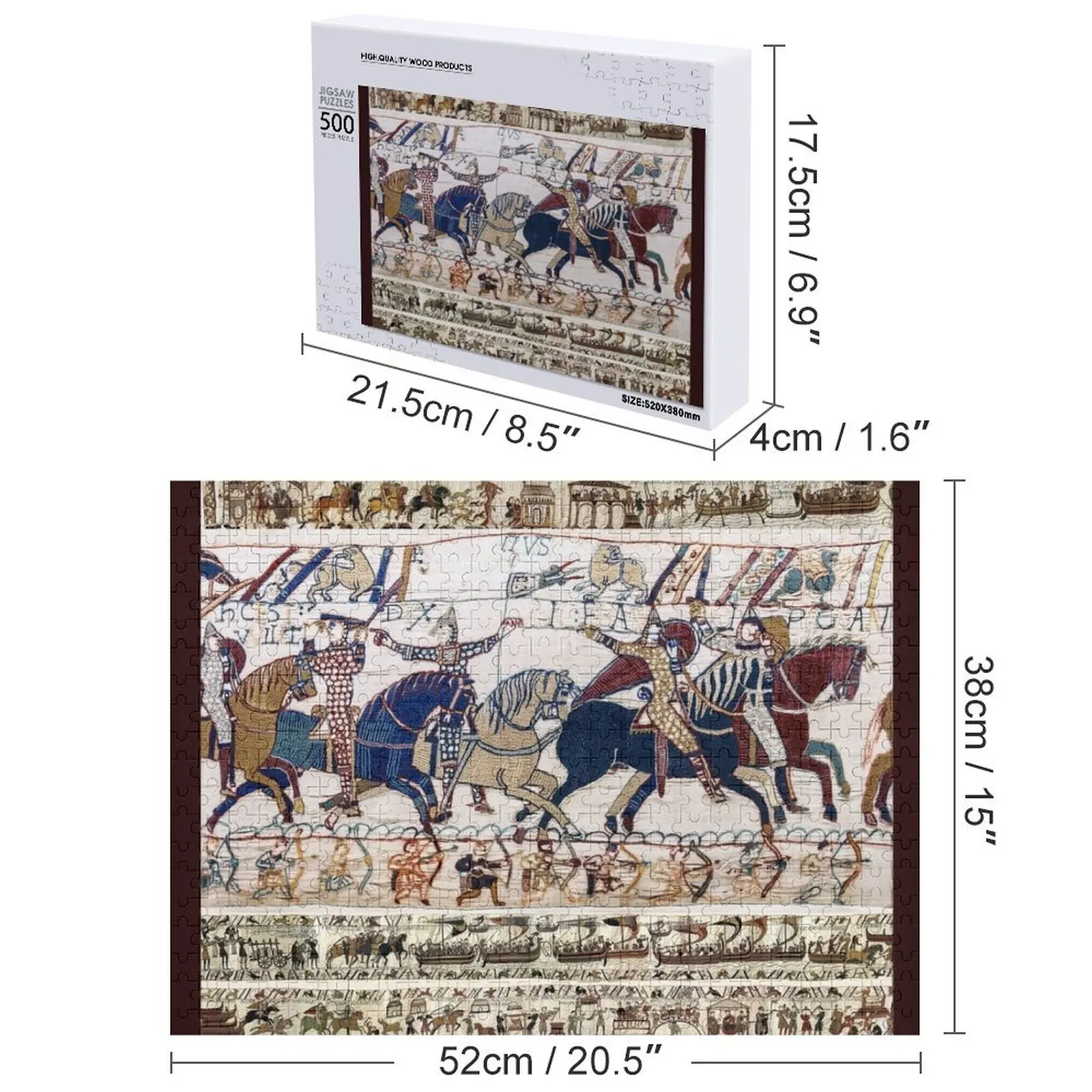 ベイユのタペストリー、ハスティングスの戦い、ノルマン騎士の馬に乗ったジグソーパズル、パーソナライズされた赤ちゃんのおもちゃパズル
