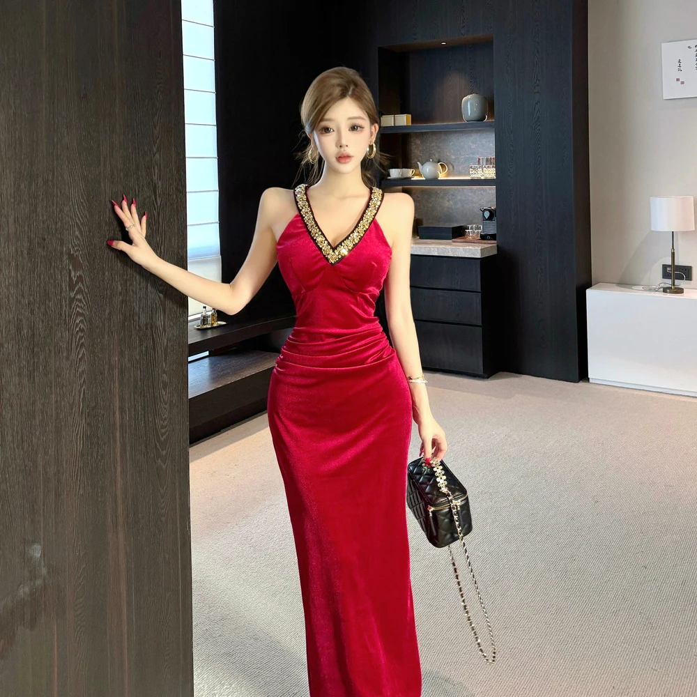 

Ele ручной работы со встроенным бриллиантом V-Ne, облегающее облегающее платье с запахом для похудения Dr, длинная юбка с высокой талией, осень-зима, женская мода