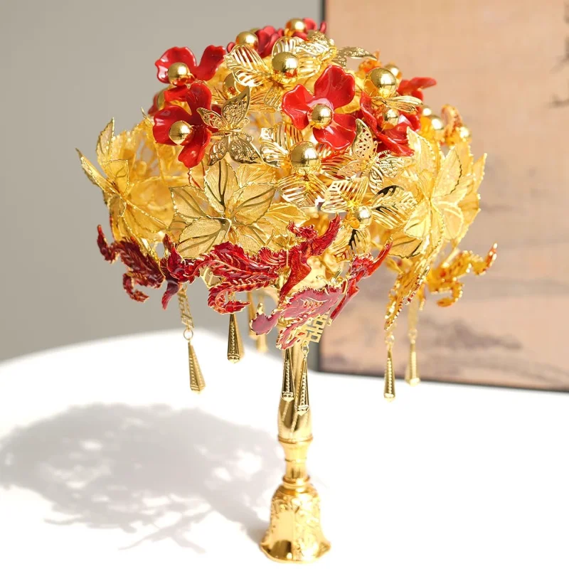 

Silver Bouquet Bride Fan Gift Wedding Premium Chinese Scepter
