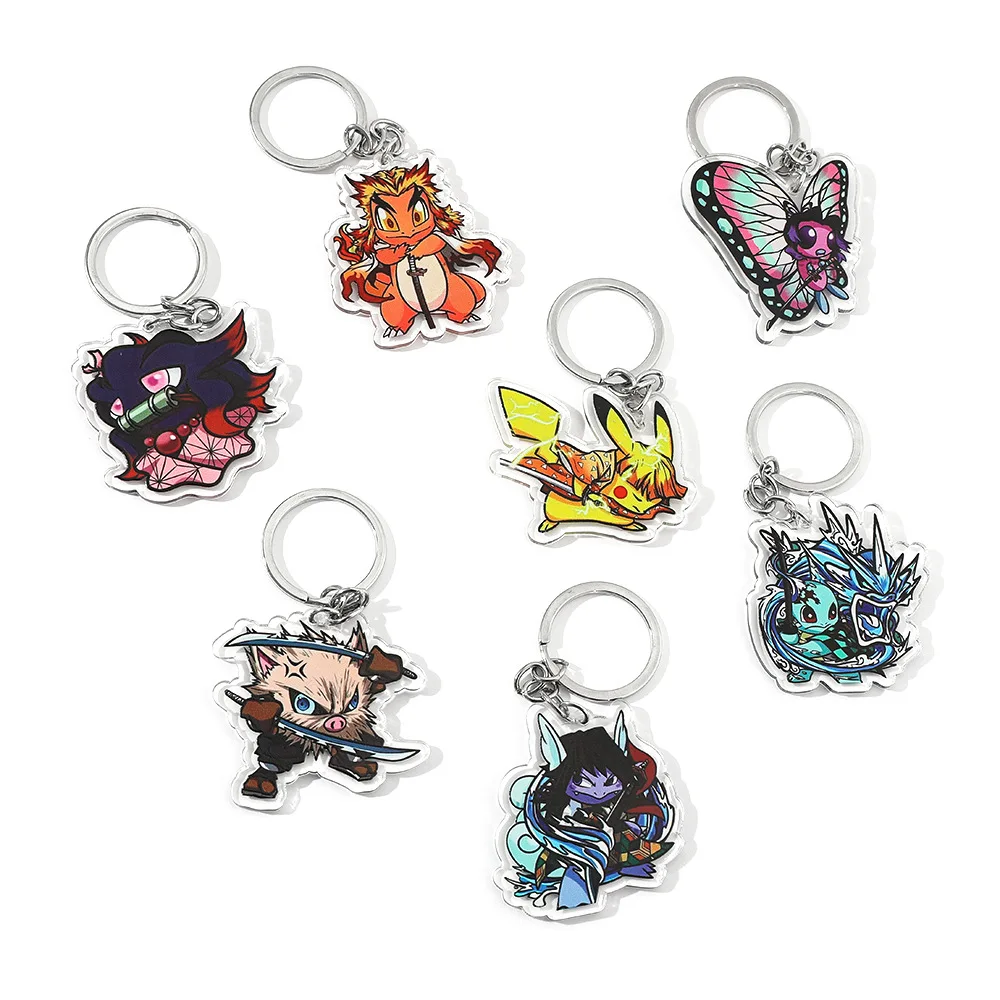 Pokémon Cosplay Demônio Slayer Keychain, 10cm, Pikachu, Gengar, Nezuko, Tanjirou, Saco Pingente Coleção, Chaveiro Do Carro, Ornamentos, Presentes