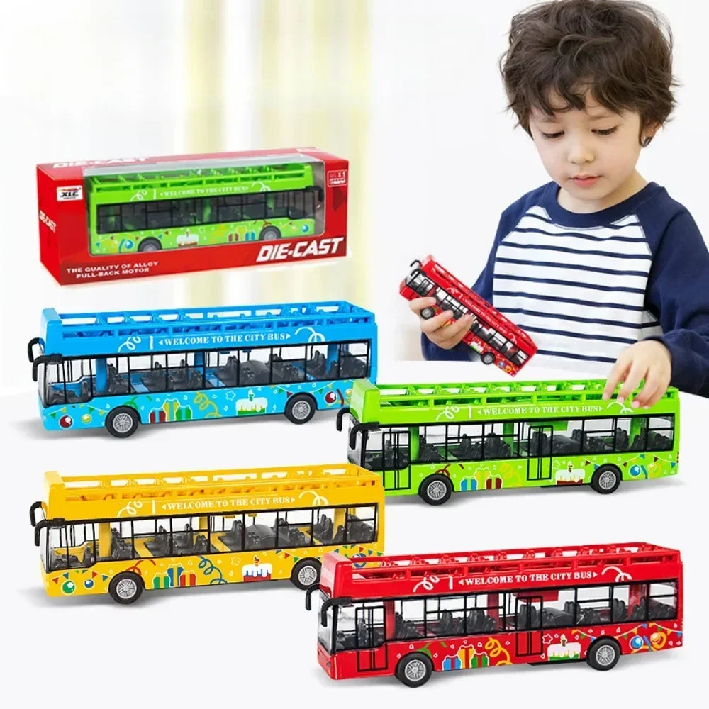 Vehicles City Express Bus Alloy City Bus Model Double-decker Bus Diecast Vehicles Toys Funny Pull Back Car Children Kids Gifts