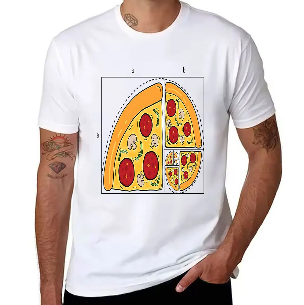 Men's Cotton T-Shirt Fun Pizza Slice Print Casual Short Sleeve Tee Novelty Food Graphic Top for Daily Wear