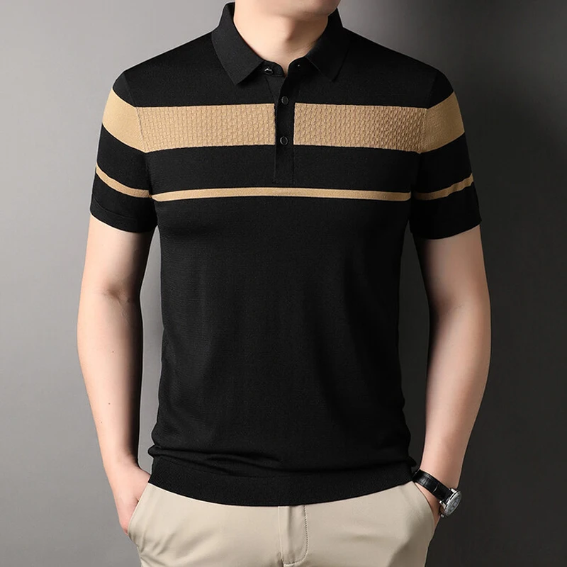 Polo Shirt, Business Casual Men's, Spring and Summer Slim Short-sleeved Top 2024. High-quality Undershirt with Flipped Collar.